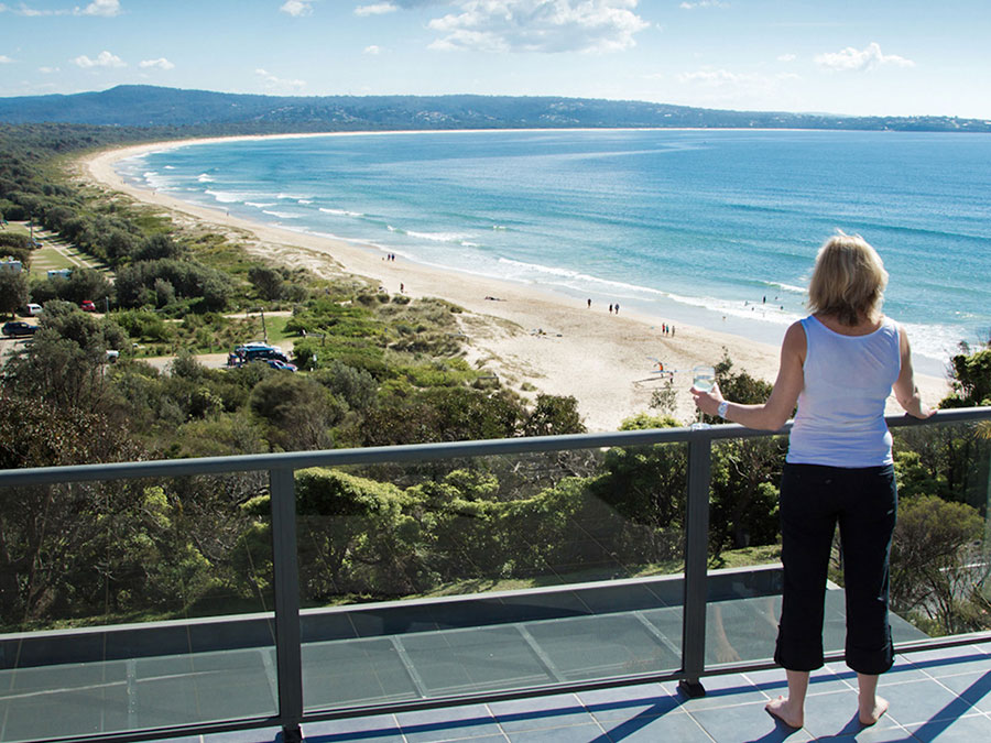 View of Pambula Beach and ocean from Ocean Reach balcony